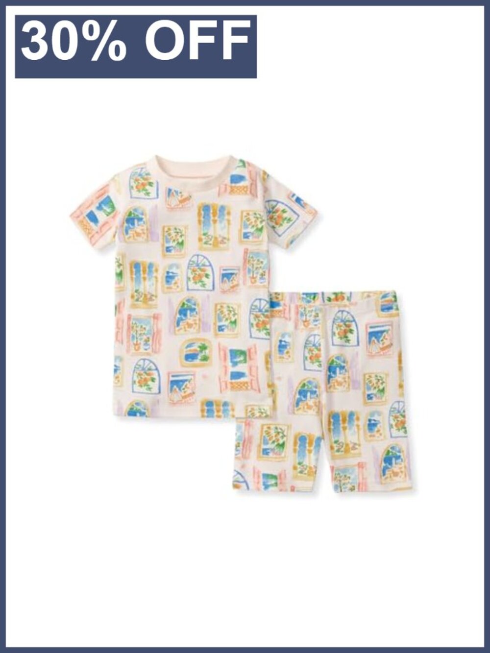 Organic Cotton Kids Pajama Set Short Sleeve Shorts 2-Piece Toddler Boy Girl